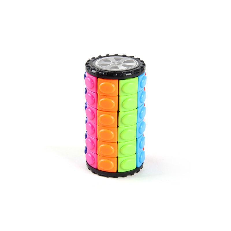 Creative Intelligence Decompression Toy Three-Dimensional Magic Tower Color Corn Rubik'S Cube Three-, Four-And Five-Step Cylindrical Rotating Rubik'S Cube - Image 1